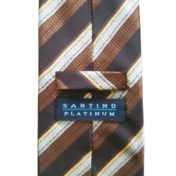 Santino  Platinum Suit Jacket Tie Retro Vintage Tones of Brown - Picture 4 of 4